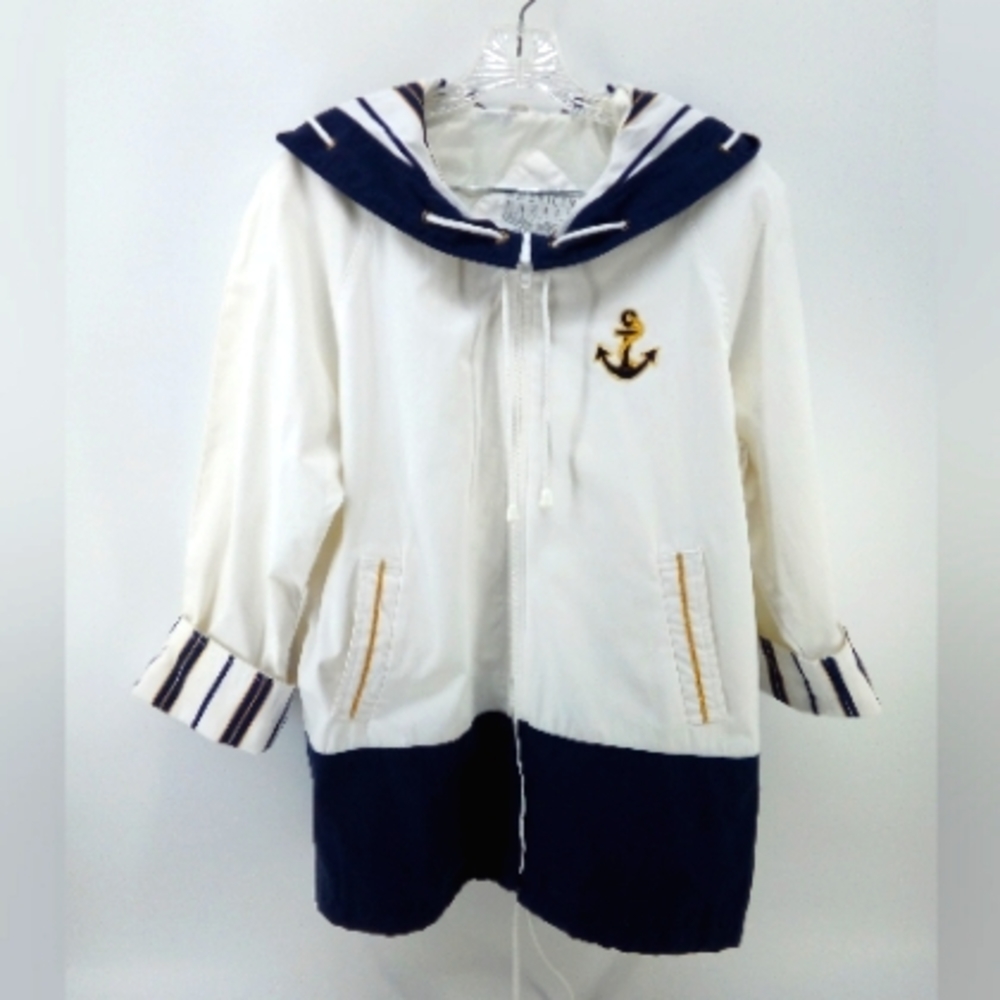 Nautical White and Navy Women's Jacket
